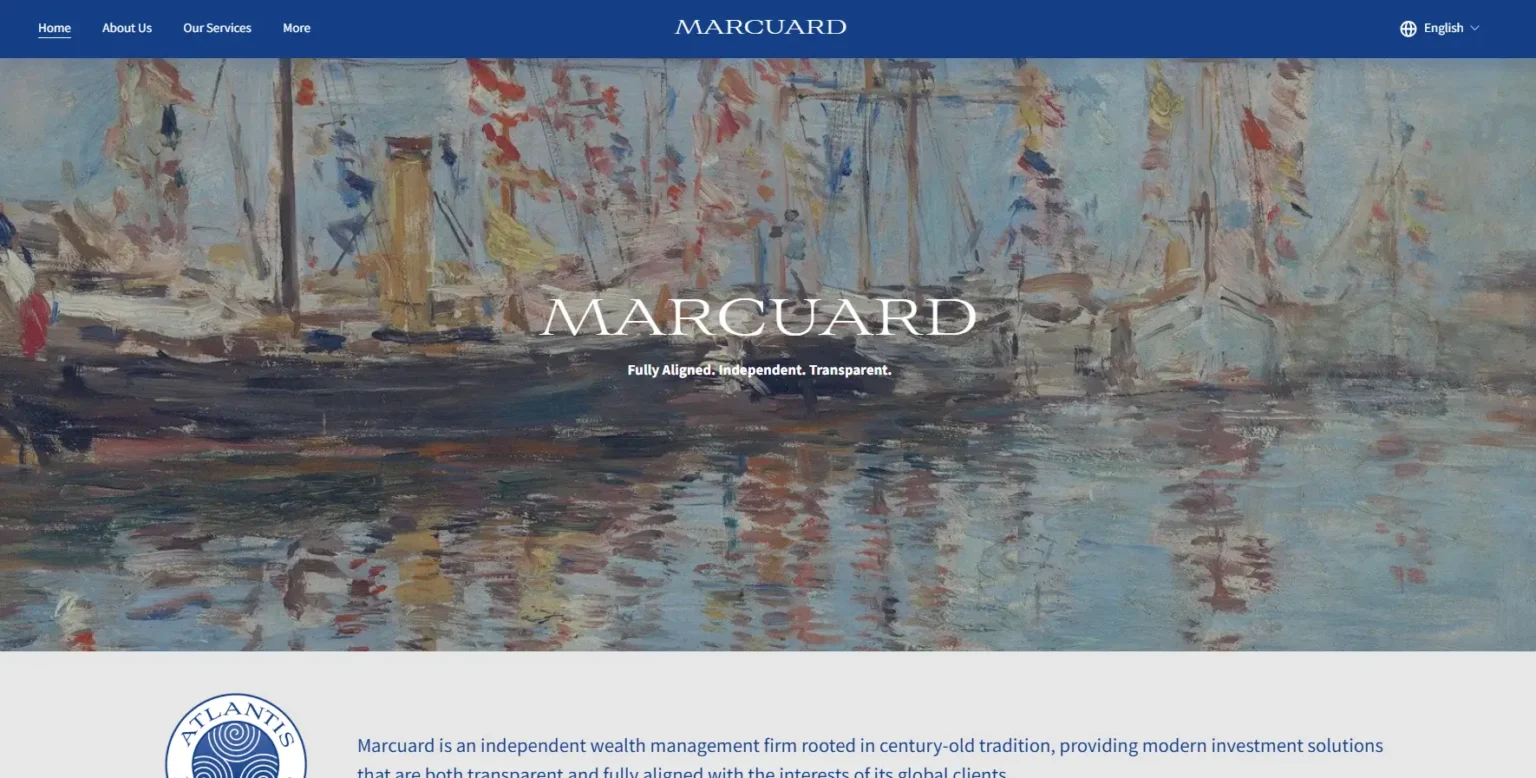 Website of Atlantis Marcuard, a Geneva-based independent wealth management partner of FF Marcuard SA